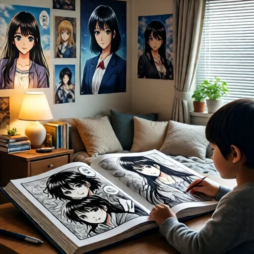 Оригінальні сторінки манги, намальовані автором