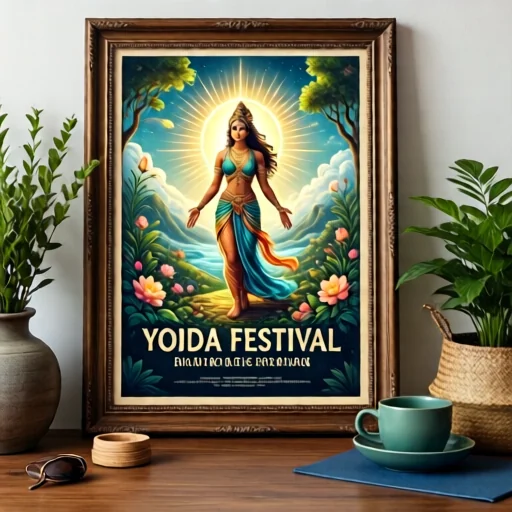 Антикварный постер с йога-фестиваля