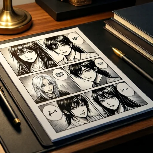 Оригинальные страницы манги, нарисованные автором